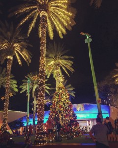 Weihnachtsbaum zwischen Palmen